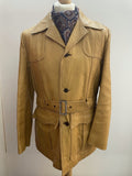 waist belt  vintage  Urban Village Vintage  urban village  stitch detailing  stitch detail  Size Medium  mens  M  long sleeve  Leather Jacket  Leather Coat  Leather  Jacket  fitted  dunn & co  collared  collar  caramel  button up  button  big collar  belted jacket  belted  belt detail  belt  70s  1970s
