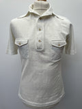 white  vintage  Urban Village Vintage  urban village  short sleeved  short sleeve  pockets  off white  mens  M  knitwear  knitted  knit  harvanson  four button  disco  dagger collar  collar  chest pockets  big collar  70s  1970s