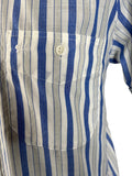 vintage  Urban Village Vintage  top  stripey  Stripes  striped  stripe pattern  stripe detailing  stripe  short sleeved shirt  short sleeved  short sleeve  Shirt  mens  L  Gabicci  embroidered logo  Embroidered  Blue  70s  1970s
