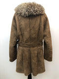 Richard Draper  zip front  zip  womens  vintage  Urban Village Vintage  urban village  Suede Jacket  Suede  sheepskin collar  Sheepskin  pockets  long sleeve  Jacket  hippy  hippie  dark brown  brown  70s  1970s  14