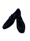 Mod Suede Loafer Shoes in Black by Gucinari - Size UK 9
