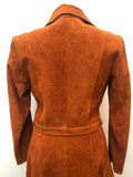 1970s Full Length Suede Coat in Tan - Size 6