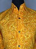 Yellow  vintage  Urban Village Vintage  urban village  Shirt  S  retro  Print  patterned  Paisley Print  paisley  mens  long sleeve  dagger collar  collar  button fastening  70s  70  1970s