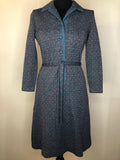 1970s Patterned Collared Knit Dress - Size UK 8
