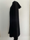 womens  vintage  velvet  S  long cape  halloween  gothic  goth  frogging  cloak  cape  black velvet  8  70s  6-8  6  1970s