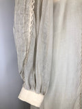 womens  white  vintage  victorian style  Urban Village Vintage  prairie dress  prairie  medieval  maxi dress  long sleeve  dress  cream  button front  boho  bohemian  balloon sleeves  balloon sleeve  70s  1970s  10