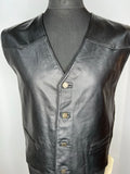 XL  waistcoat  vintage  Vera Pelle  Urban Village Vintage  urban village  sleeveless  pockets  mens  Leather  front pockets  deadstock  dark brown  button front  brown  70s  70  1970s