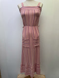 1970s Striped Cheesecloth Midi Dress - Size 6