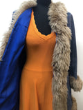 Womens Vintage 1960s / 1970s Sheepskin Coat by Skin Things - Blue - Size 10 - Urban Village Vintage