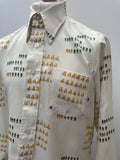 vintage  Urban Village Vintage  urban village  Shirt  printed shirt  pockets  novelty  Mens Shirts  mens  long sleeve  L  disco  chest pockets  button up  70s  1970s