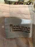 womens  vintage  sailor collar  Rozlynne of london  Hamells  feather print  dagger collar  cream  brown  bow detail  70s  1970s  14