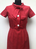 womens  vintage  Urban Village Vintage  tie neck  summer dress  pink  midi dress  dress  50s  1950s  10