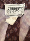 womens  waist belt  vintage  V-Neck  Urban Village Vintage  Shubette  purple  print  neck scarf  head scarf  floral print  floral dress  dress  check  70s  1970s  10