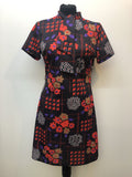 1960s Printed Tie Neck Dress by Grace Brown London - Size 10