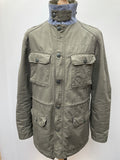 vintage  Urban Village Vintage  retro  pockets  Military  mens  long sleeve  levis strauss  levis  levi strauss  levi  L  khaki  Jacket  drawstring  collar  button front  button down  button