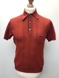 vintage  Urban Village Vintage  urban village  tee  summer  Stripes  striped  polo top  polo neck  orange  MOD  mens  M  Lightweight Knit  knitwear  knitted  knit  fine knit  elasticated  Cotton  60s  1960s
