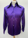 vintage  Urban Village Vintage  urban village  Shirt  satin  S  purple  Mens Shirts  mens  long sleeve  Irvine Sellars  disco  collar  big collar  Beagle collar  60s  1960s