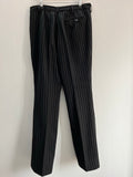 W32  vintage  Urban Village Vintage  trousers  stripe  pleat leg  pleat front  pinstripe  mens  L32  flares  flared leg  check  black  70s  70  1970s