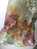 womens  vintage  Urban Village Vintage  summer dress  ruched waist  polka dot  maxi dress  long dress  lace print  hippy  hippie  Green  floral print  floral dress  floral  dress  button front  boho  bohemian  angel sleeve  8  70s  1970s