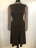 womens  vintage  Urban Village Vintage  summer dress  print  patterned sleeves  long sleeve  knit sleeves  floral  Finn  dress  brown  balloon sleeve  70s  1970s  12