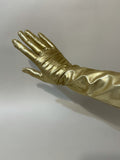 1960s Unworn Gold Lame Long Glamorous Evening Gloves - Size S