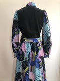 womens  vintage  Urban Village Vintage  purple  psychedelic  psych  print dress  multi  long sleeves  dresses  dress  black  balloon sleeves  60s  60  1960s  10