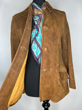 womens  vintage  Urban Village Vintage  urban village  tan  Suede Jacket  Suede  MOD  long sleeves  long sleeved  long sleeve  Jacket  button up  button  brown  blazer jacket  Blazer  big button  60s  1960s  10