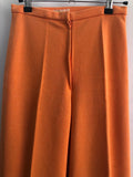 womens  vintage  two piece  trousers  top  suit  set  orange  mod  matching set  Jacket  high waisted  flares  Dawn Breakers  Dana Mckinnon  dagger collar  cropped jacket  balloon sleeve  8  70s