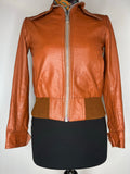 Vintage 1970s Leather Bomber Jacket in Tan - Size UK 8
