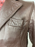 vintage  Urban Village Vintage  urban village  safari  S  pockets  mens  long sleeve  Leather Jacket  Leather  jacket  coat  brown  belt  70s  1970s