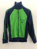 Rare 1970s Adidas Zip up Track Top in Navy and Green - Size S