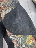womens  vintage  Urban Village Vintage  urban village  tapestry design  Suede Jacket  Suede  pockets  MOD  long sleeve  Jacket  collar  coat  black  big collar  belt  60s  60  1960s  1960  10