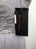 womens  waist detail  vintage  sleeveless  silver  midi dress  midi  Frank Usher  evening dress  embellishment  dress  diamante embellishment  blue  10