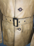 vintage  Urban Village Vintage  urban village  pockets  mens  long sleeve  Leather Jacket  Leather  L  camel  brown  Belted waist  belted jacket  belted  belt  70s  1970s