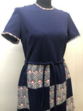 womens  vintage  Urban Village Vintage  Stripes  short sleeved  patchwork  floral  dress  diamonds  diamond shape  chequered  blue  70s  1970s  12