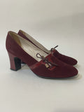 1970s Does 1920s Claret Red Round Toe Heeled Shoes - Size UK 5