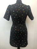10  patterned  mini dress  black  sweetheart neck  70s  1970s  womens  vintage  dress urban village vintage