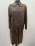 1960s Long Suede Coat in Brown - Size 16