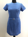 1960s Patterned Dress with Belt Detail - Size 10