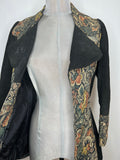 womens  vintage  Urban Village Vintage  urban village  tapestry design  Suede Jacket  Suede  pockets  MOD  long sleeve  Jacket  collar  coat  black  big collar  belt  60s  60  1960s  1960  10