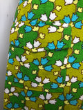 womens  waist belt  Vossen Modell  vintage  Urban Village Vintage  retro  print dress  MOD  green  floral print  dress  button front  beading detail  70s  70  1970s  14