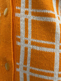 acid  womens  vintage  Urban Village Vintage  urban village  retro  orange  long sleeve  knitwear  knitted  knit  check  cardigan  cardi  70s  1970s  12  10-12  10