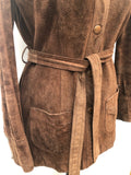 1970s Rare Reversible Leather and Suede Jacket - Brown - Size 8