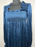 womens  vintage  velvet  Urban Village Vintage  smock dress  smock  retro  medieval  maxi  long dress  dress  boho  blue  8-10  8  70s  70  1970s  10