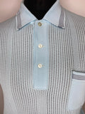 1960s Italian Three Button Long Sleeved Knitted Polo Top - Size L