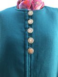 womens  vintage  Urban Village Vintage  Turquoise  stitch detailing  Green  cape jacket  cape  button front  60s  1960s  10