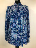 1960s Beagle Collar Floral Print Blouse - Size UK 16