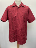 vintage  Urban Village Vintage  urban village  the havana co  mens  L  guayabera  cuban  collar  chest pockets  chest  burgundy  50s style  50s  1950s