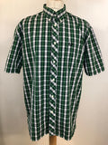 xxl  Urban Village Vintage  short sleeve  retro  MOD  mens  Green  Fred Perry  fred  embroidered logo  Embroidered  collar  checkered  checked  button down collar  button down