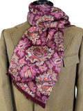 Vintage 1960s Paisley Print Scarf in Burgundy and Pink by Sammy - One Size